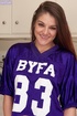 banging brunette shows her