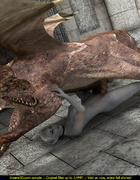 Super horny dinosaur fucks a busty elf girl