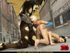 Horny alien fucks hard two dicks in the street
