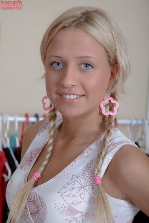 Young blonde babe in pigtails fucked har - Picture 2