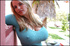 blond bombshell tight blue-top