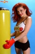 Slim gal makes her amazing soft titties bounce as she does boxing