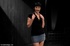 Brunette looks adorable in a jean skirt before her makeup is smeared during