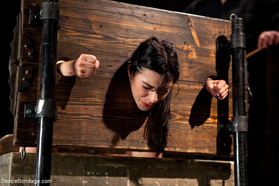 Lady with bound breasts rides a Sybian sex  - XXX Dessert - Picture 4