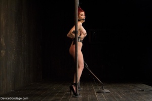 Redhead finds herself flogged and fucked in the mouth with a dildo during unnerving BDSM play. - XXXonXXX - Pic 6