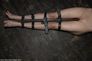 Pretty red bit is placed in a bitch’s mouth while leather straps on her body keep her still and compliant. - Picture 13