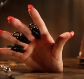 Pretty broad’s perky tits take the brunt of the abuse when she endures