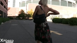 Steaming hot blonde goes out in public and shows her humongous boobs and shaved pussy. - XXXonXXX - Pic 3