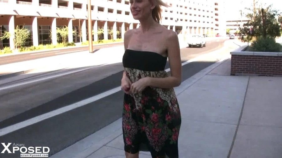 Steaming hot blonde goes out in public and shows her humongous boobs and shaved pussy. - XXXonXXX - Pic 8