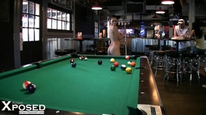 Gorgeous hottie with banging body seduces with her hot tits and luscious crack as she plays billiards while naked. - XXXonXXX - Pic 1