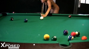 Gorgeous hottie with banging body seduces with her hot tits and luscious crack as she plays billiards while naked. - Picture 5