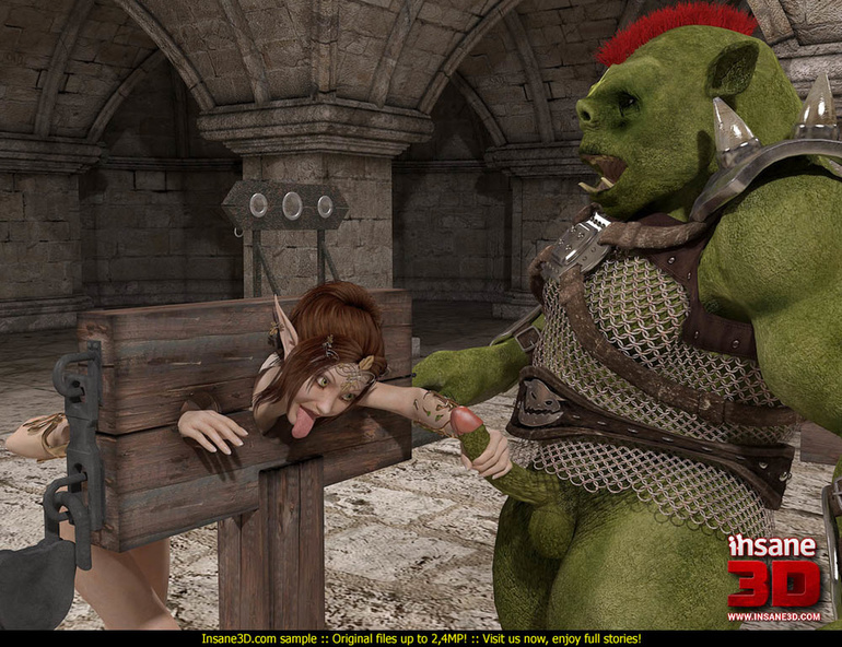 Horny green monster fucks a tied up elf slut - Picture 3