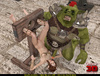 Horny green monster fucks a tied up elf slut