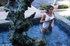 Super naughty young lady drills her twat in the fountain