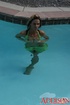 hot blonde green swimsuit