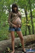 gorgeous pregnant woman plays