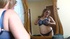 Voluptuous blond flaunts full figure in black-bra and panties infront