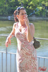 brunette flowery-top takes deep