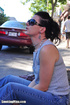 gorgeous brunette sunglasses smokes