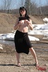 brunette black top and