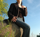 Corporate bitch in a black blazer smokes and gets real naughty