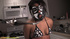 Ebony piss loving bondage babe is masked and her titties pegged in extreme
