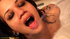 Piss queen with sultry eyes enjoys piss straight from cock on her knees