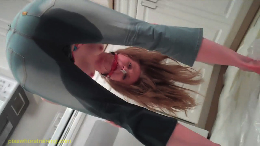Blue eyed blonde is gaged and whipped until she pisses her tight blue jeans - XXXonXXX - Pic 13