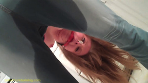 Blue eyed blonde is gaged and whipped until she pisses her tight blue jeans - Picture 14