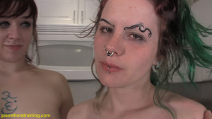 Babe with face tattoos get her face covered in pussy juice and hot piss - Picture 2