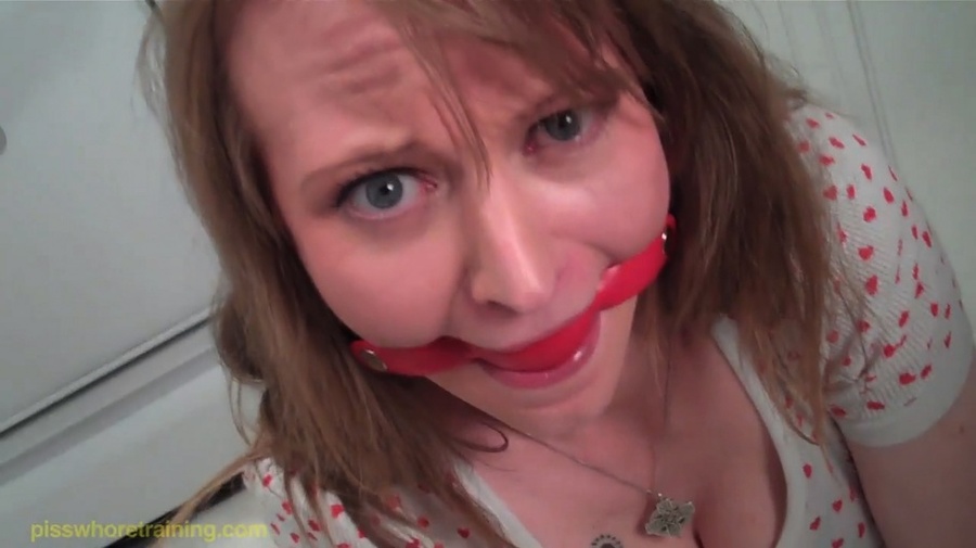 Blonde with small perky tits pees her tight jeans after being gaged - XXXonXXX - Pic 2