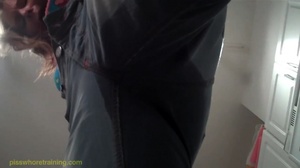 Blonde with small perky tits pees her tight jeans after being gaged - Picture 14