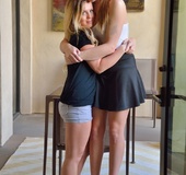 Naughty blonde has hot tall lesbian gf and loves her yummy body and feet