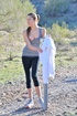Fitness teen with big yummy puffy nipples does naked stretches outside