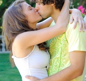 Brunette beauty in denim mini skirt gets her wet pussy licked in the yard