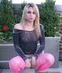 Luscious ebony tranny with small boobies posing