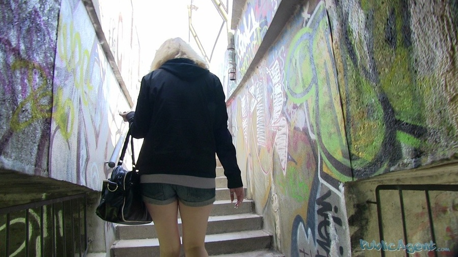 Blonde in glasses, in jeans shorts and jack - XXX Dessert - Picture 1
