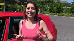 Brunette in pink top and blue shorts Str - XXX Dessert - Picture 1