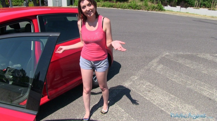 Brunette in pink top and blue shorts Strips - XXX Dessert - Picture 2