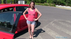 Brunette in pink top and blue shorts Str - XXX Dessert - Picture 3