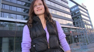 Brunette in purple top and dark jacket b - Picture 1