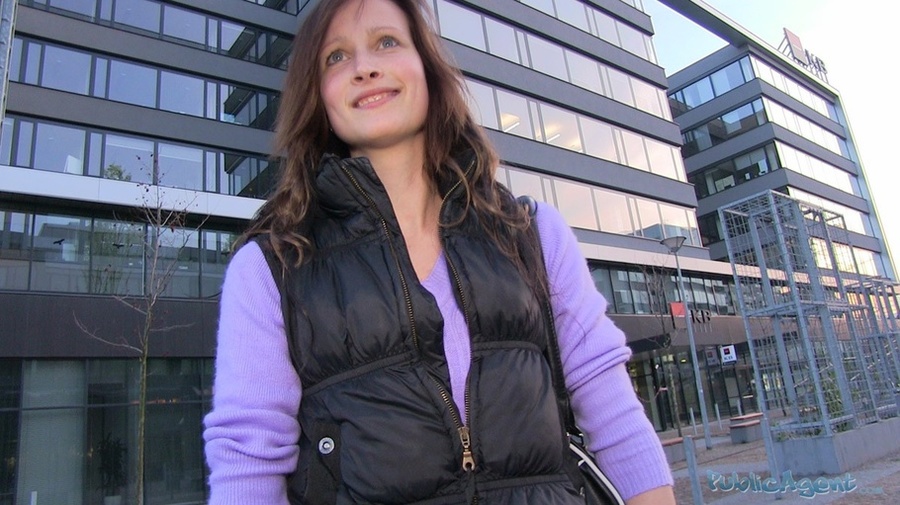 Brunette in purple top and dark jacket blow - XXX Dessert - Picture 1
