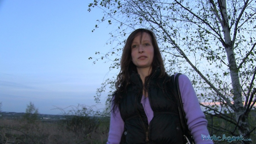 Brunette in purple top and dark jacket blow - XXX Dessert - Picture 3