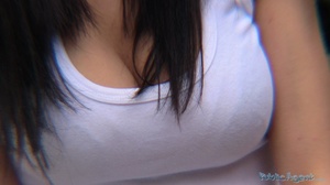 Slim dark hair cutie in white top and je - Picture 3