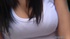 Slim dark hair cutie in white top and jeans skirt sucks and is banged