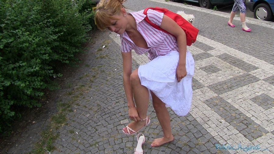 Blonde in pink shirt and white skirt shows  - XXX Dessert - Picture 4