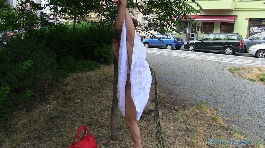 Blonde in pink shirt and white skirt shows  - XXX Dessert - Picture 5