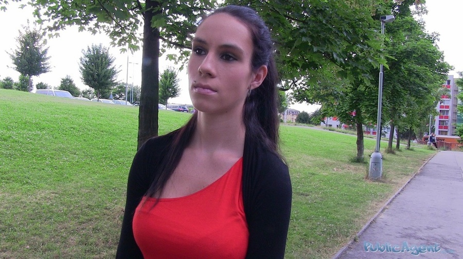 Dark hair babe in jeans, black jacket and r - XXX Dessert - Picture 2