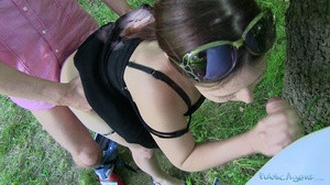 Nasty brunette in glasses and black dres - Picture 12