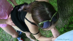 Nasty brunette in glasses and black dres - Picture 13